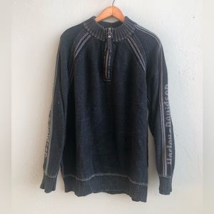 Harley Davidson Mens 3/4 Zip Size XL Sweater Black